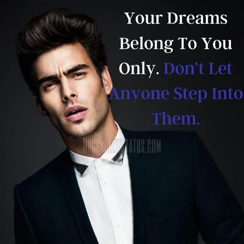A boy wearing two piece pent coat with new attitude status quote