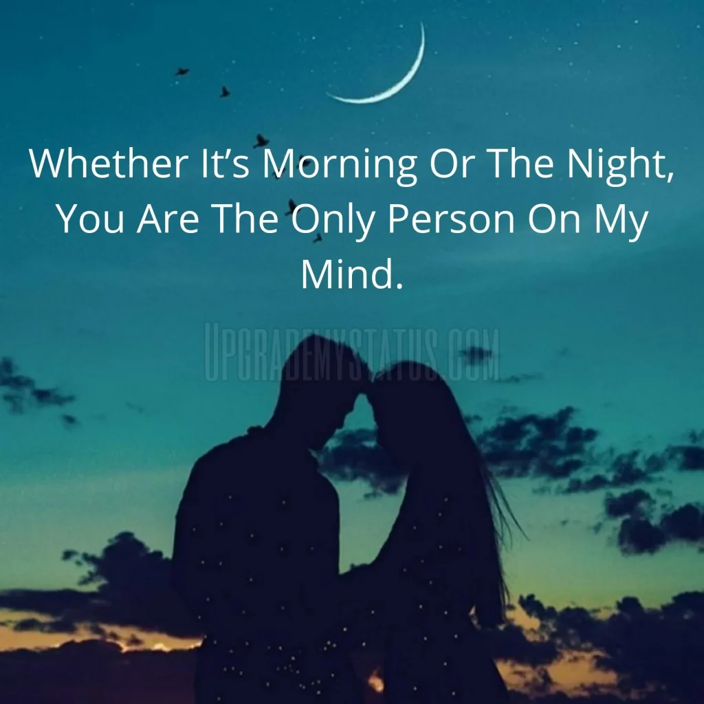 A Girl And Boy Standing Under The Full Moon Sky With Love Status Written On It