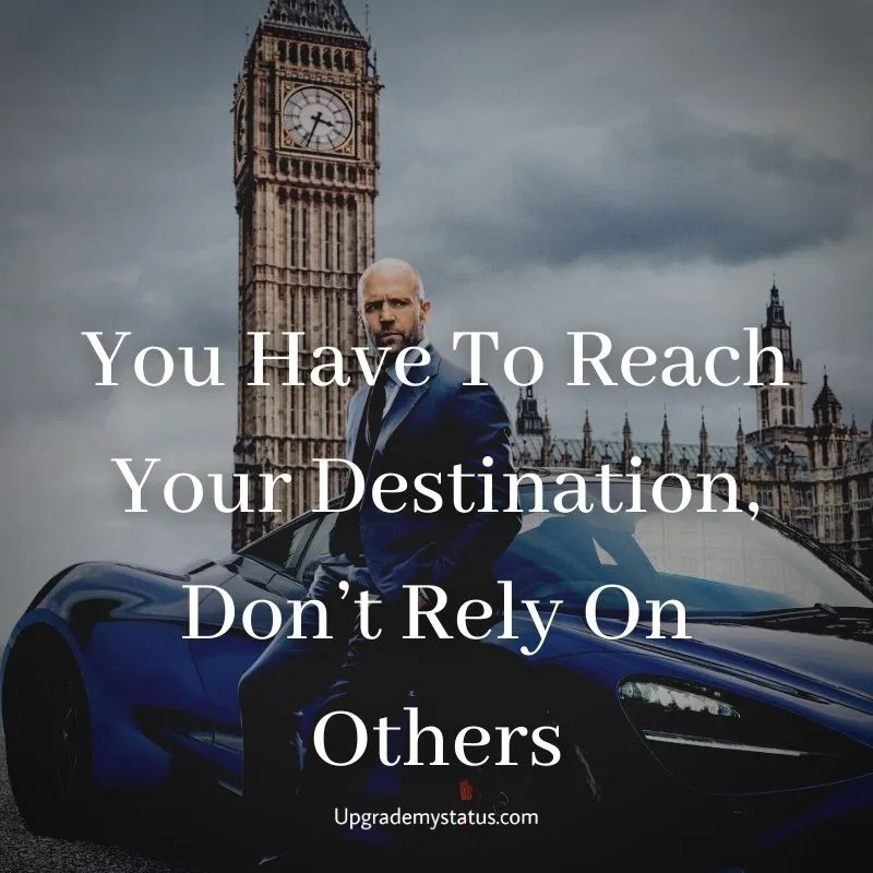 Motivational quote over a image of man standing right next to his blue McLaren in front of a big ben