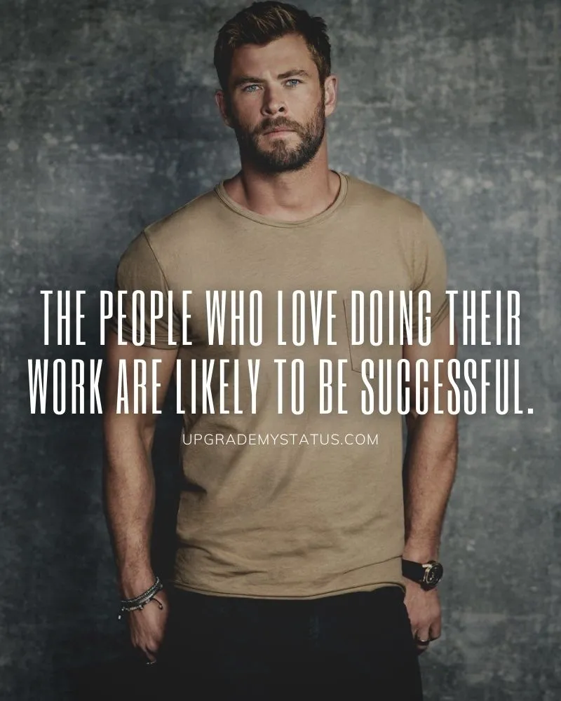 Motivational status in English over a image of handsome man wearing brown T-shirt
