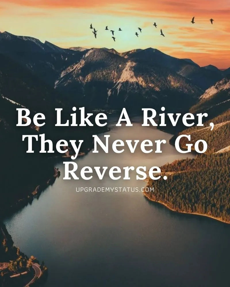 a view of beautiful river with motivational status in English written on it