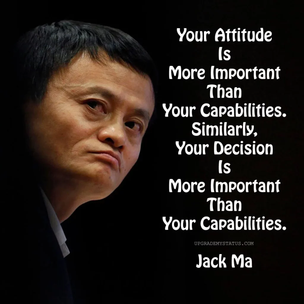 Attitude status quotes is written over a image of Jack Ma