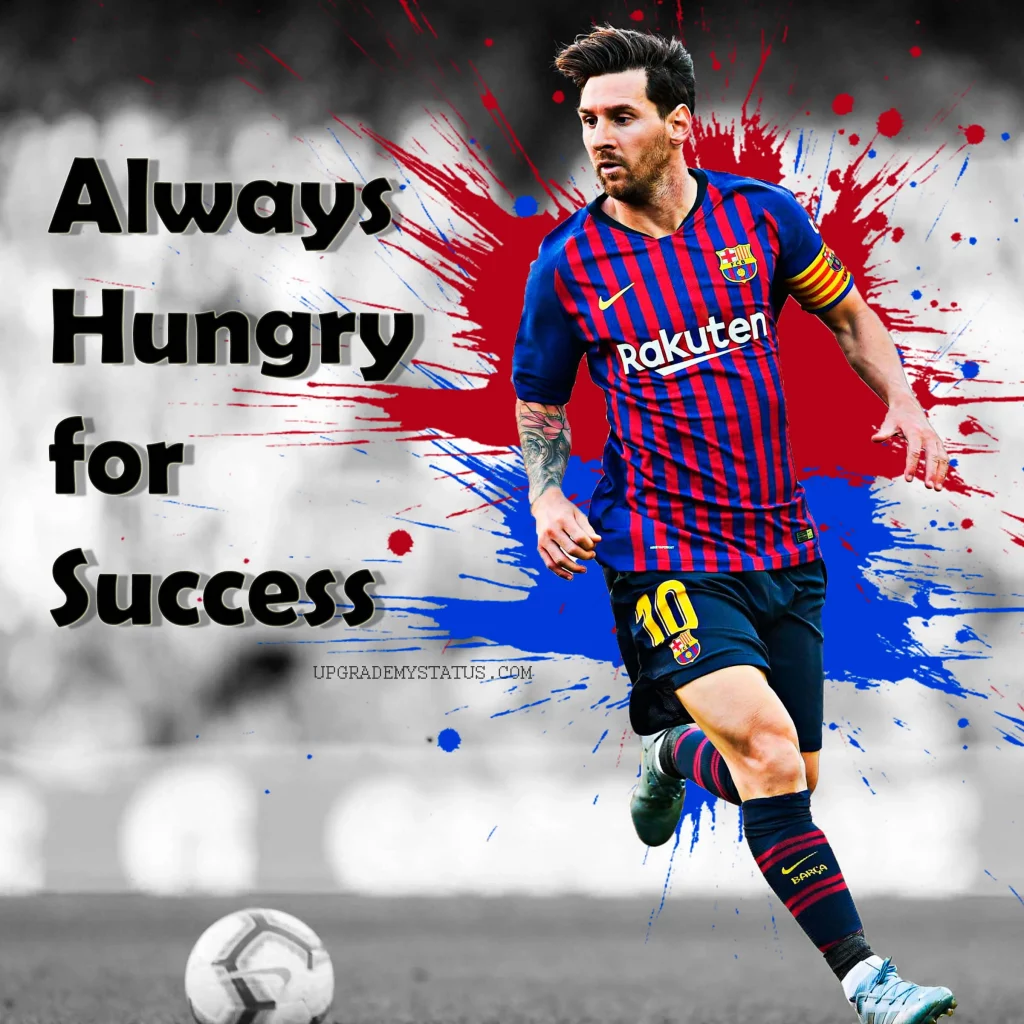 Image of a football player Messi over it cool attitude status in written