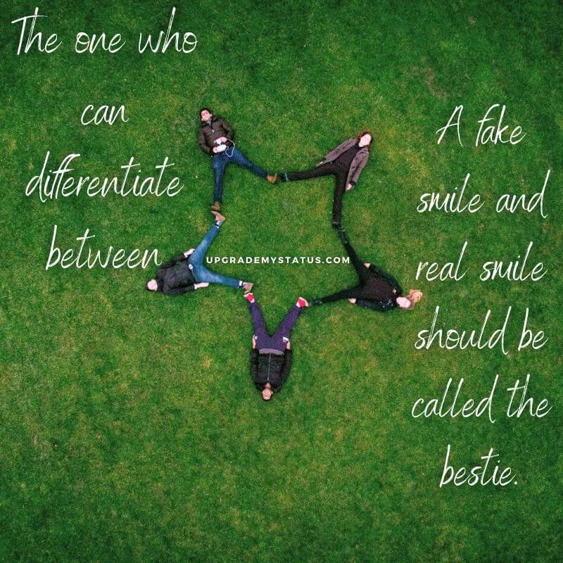 five friends laying on a grass in a way that their feet's are making a star shape over it friendship quote for whatsapp is written