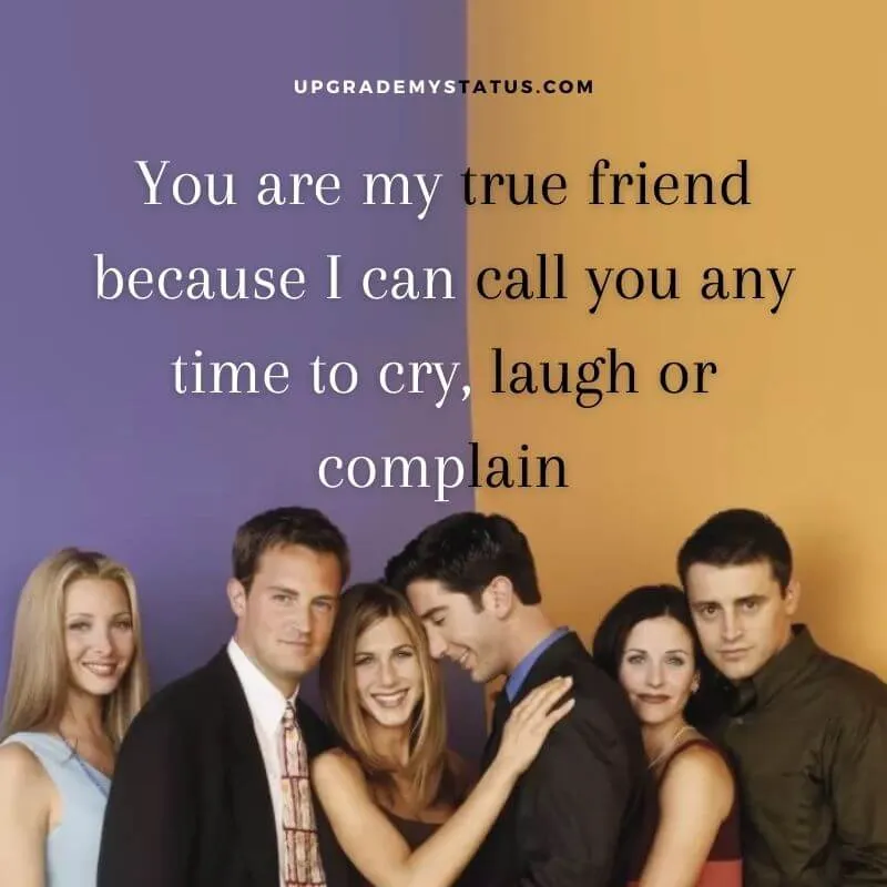 image from the famous season "friends" over it a caption about friendship is written