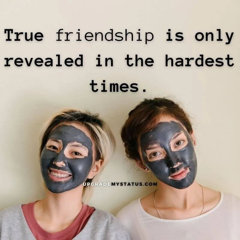 two girls a wearing black mask over it true friendship caption is written