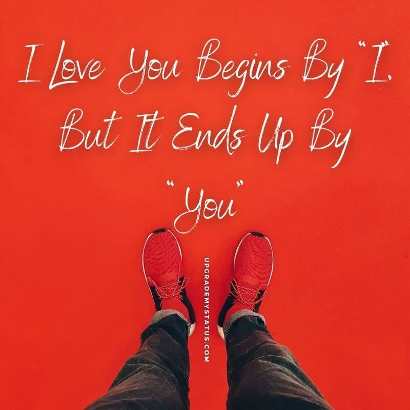 artistic image showing red shoes of a boy over it romantic caption is written