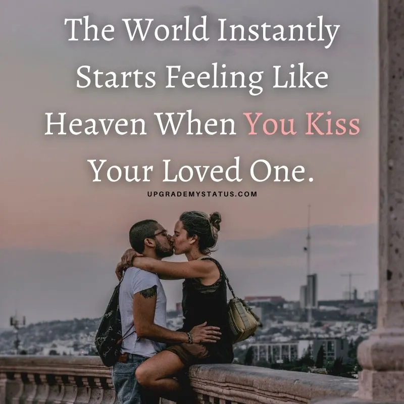 romantic kiss status over a girl and boy sharing a passionate kiss